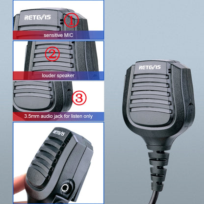 RETEVIS HM004 IPX5 Waterproof 2 Pin Motorcycle Speaker Microphone for Motorola GP68/GP88/GP300/ GP2000/CT150 - Microphones & Headsets by RETEVIS | Online Shopping South Africa | PMC Jewellery | Buy Now Pay Later Mobicred