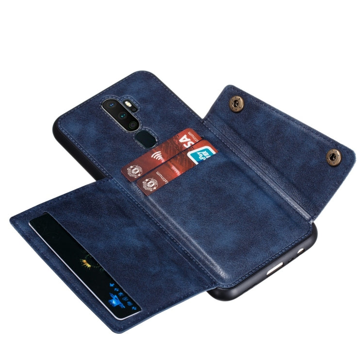 For OPPO A9 (2020) Shockproof Magnetic PU + TPU Protective Case with Card Slots(Blue) - OPPO Cases by PMC Jewellery | Online Shopping South Africa | PMC Jewellery | Buy Now Pay Later Mobicred