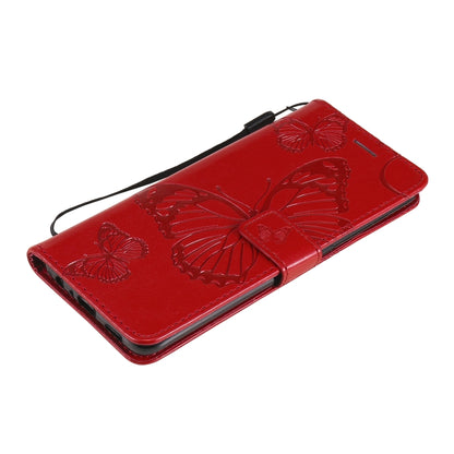 For OPPO A94 5G / F19 Pro / Reno 5F Pressed Printing Butterfly Pattern Horizontal Flip PU Leather Case with Holder & Card Slots & Wallet & Lanyard(Red) - OPPO Cases by PMC Jewellery | Online Shopping South Africa | PMC Jewellery | Buy Now Pay Later Mobicred