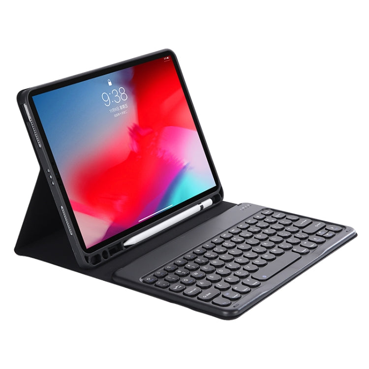 Y-C11B 2021 Detachable Candy Color Skin Texture Round Keycap Bluetooth Keyboard Leather Tablet Case with Pen Slot & Stand For iPad Pro 11 (2021)(Black) - For iPad Pro by PMC TechLife | Online Shopping South Africa | PMC TechLife