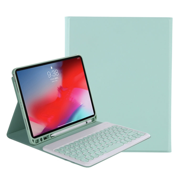 Y-C11B 2021 Detachable Candy Color Skin Texture Round Keycap Bluetooth Keyboard Leather Tablet Case with Pen Slot & Stand For iPad Pro 11 (2021)(Light Green) - For iPad Pro by PMC TechLife | Online Shopping South Africa | PMC TechLife