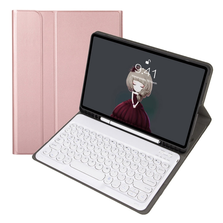YA11B 2021 Detachable Lambskin Texture Round Keycap Bluetooth Keyboard Leather Tablet Case with Pen Slot & Stand For iPad Pro 11 2021 / Air4 / Air5 / Pro 11(Rose Gold) - For iPad Pro by PMC TechLife | Online Shopping South Africa | PMC TechLife | Buy Now Pay Later Mobicred