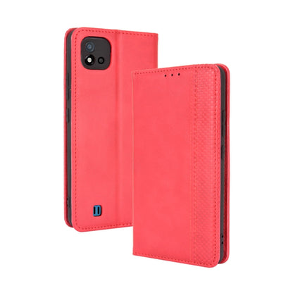 For OPPO Realme C11 2021 / Realme C20 / Realme C20a Magnetic Buckle Retro Crazy Horse Texture Horizontal Flip Leather Case with Holder & Card Slots & Photo Frame(Red) - Realme Cases by PMC Jewellery | Online Shopping South Africa | PMC Jewellery | Buy Now Pay Later Mobicred