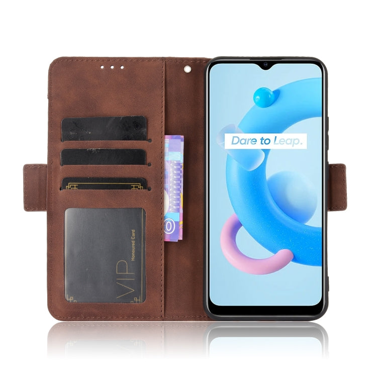 For OPPO Realme C11 2021 / C20 / C20A Skin Feel Calf Pattern Horizontal Flip Leather Case with Holder & Card Slots & Photo Frame(Brown) - Realme Cases by PMC Jewellery | Online Shopping South Africa | PMC Jewellery | Buy Now Pay Later Mobicred