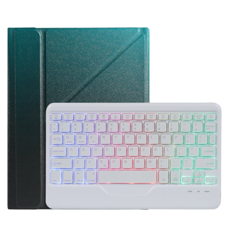 B09S Splittable Backlight Bluetooth Keyboard Leather Tablet Case with Triangle Holder & Pen Slot For iPad 10.2 2020 & 2019 / Pro 10.5 inch / Air 3 10.5 inch(Gradient Dark Green) - Universal by PMC TechLife | Online Shopping South Africa | PMC TechLife
