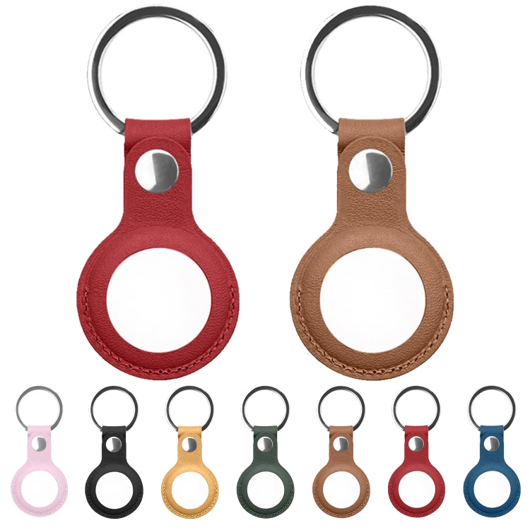 Mutural PU Leather Protective Case with Key Ring for AirTag(Dark Blue) - Other by Mutural | Online Shopping South Africa | PMc TechLife | Buy Now Pay Later Mobicred