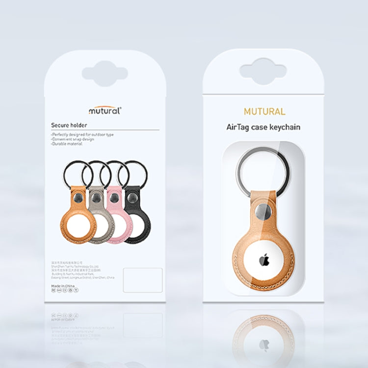 Mutural PU Leather Protective Case with Key Ring for AirTag(Yellow) -  by Mutural | Online Shopping South Africa | PMc TechLife | Buy Now Pay Later Mobicred