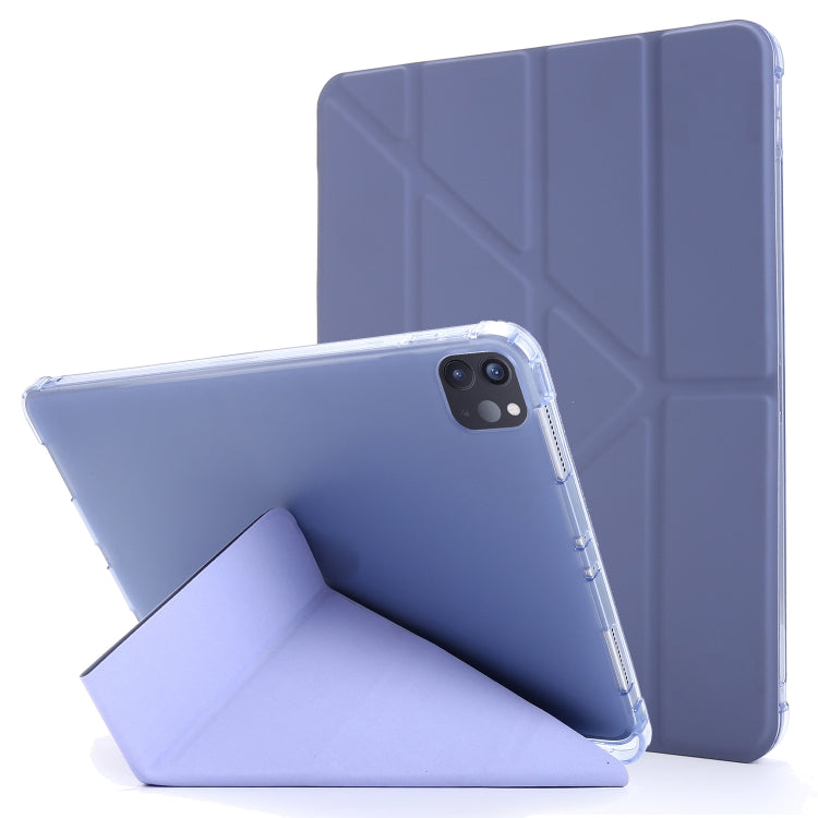 For iPad Air 13 2024 / Pro 12.9 2022 / 2021 Multi-folding TPU Leather Tablet Case with Holder & Pen Slot(Purple) - iPad Pro 12.9 (2022/2021) Cases by PMC TechLife | Online Shopping South Africa | PMC TechLife | Buy Now Pay Later Mobicred