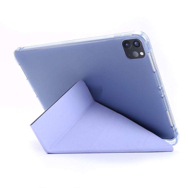 For iPad Air 13 2024 / Pro 12.9 2022 / 2021 Multi-folding TPU Leather Tablet Case with Holder & Pen Slot(Purple) - iPad Pro 12.9 (2022/2021) Cases by PMC TechLife | Online Shopping South Africa | PMC TechLife | Buy Now Pay Later Mobicred