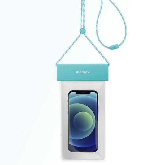 MOMAX SR25 IPX8 Outdoor Transparent PC+TPU Waterproof Bag with Lanyard For Mobile Phones Below 7 inche(Blue) - Waterproof Bag by MOMAX | Online Shopping South Africa | PMC Jewellery | Buy Now Pay Later Mobicred