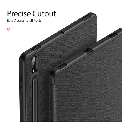 For Samsung Galaxy Tab S8+ / Tab S8 Plus /  Tab S7 FE / Tab S7+ DUX DUCIS Domo Series Horizontal Flip Magnetic PU Leather Case with Three-folding Holder & Wake-up / Sleep Function(Black) - Galaxy Tab S8+ Cases by DUX DUCIS | Online Shopping South Africa | PMC Jewellery | Buy Now Pay Later Mobicred