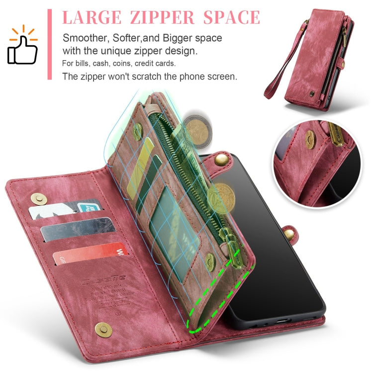 For Samsung Galaxy A12 CaseMe Detachable Multifunctional Horizontal Flip Leather Case, with Card Slot & Holder & Zipper Wallet & Photo Frame(Red) - free shipping - PMC Jewellery - Order now!