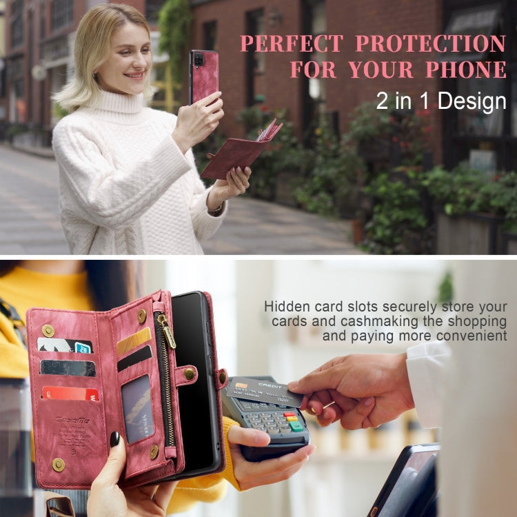 For Samsung Galaxy A12 CaseMe Detachable Multifunctional Horizontal Flip Leather Case, with Card Slot & Holder & Zipper Wallet & Photo Frame(Red) - free shipping - PMC Jewellery - Order now!