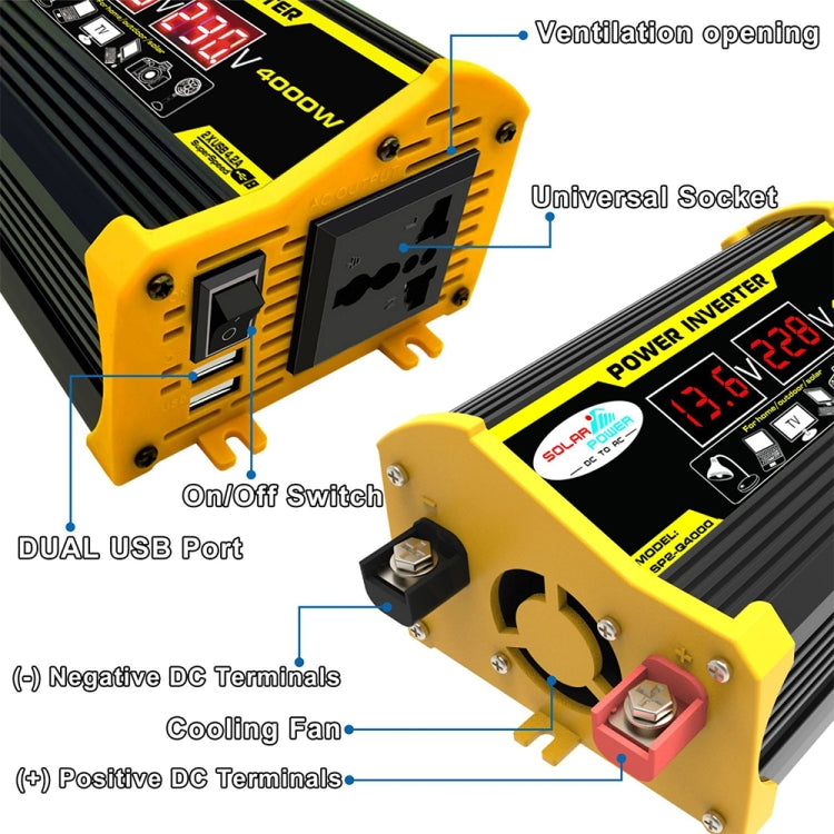 Legend II Generation 12V to 110V 4000W Modified Square Wave Car Power Inverter(Black) - Modified Square Wave by PMC Jewellery | Online Shopping South Africa | PMC Jewellery | Buy Now Pay Later Mobicred