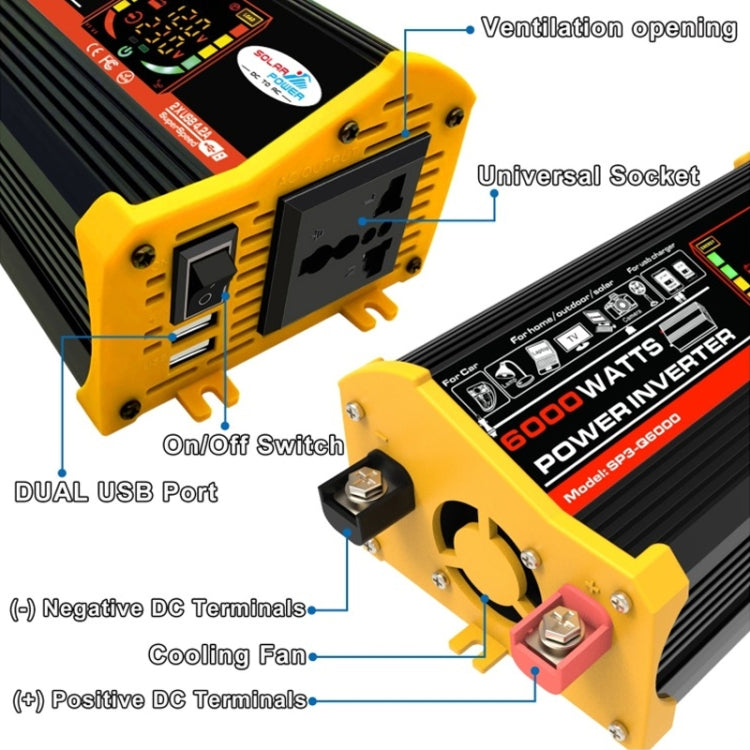 Legend III Generation DC12V to AC220V 6000W Modified Square Wave Car Power Inverter with LED Display(Black) - Modified Square Wave by PMC Jewellery | Online Shopping South Africa | PMC Jewellery | Buy Now Pay Later Mobicred