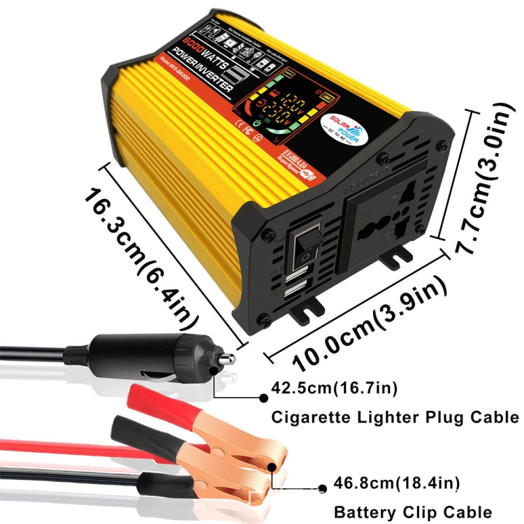 Legend III Generation DC12V to AC220V 6000W Modified Square Wave Car Power Inverter with LED Display(Yellow) - Modified Square Wave by PMC TechLife | Online Shopping South Africa | PMC TechLife | Buy Now Pay Later Mobicred