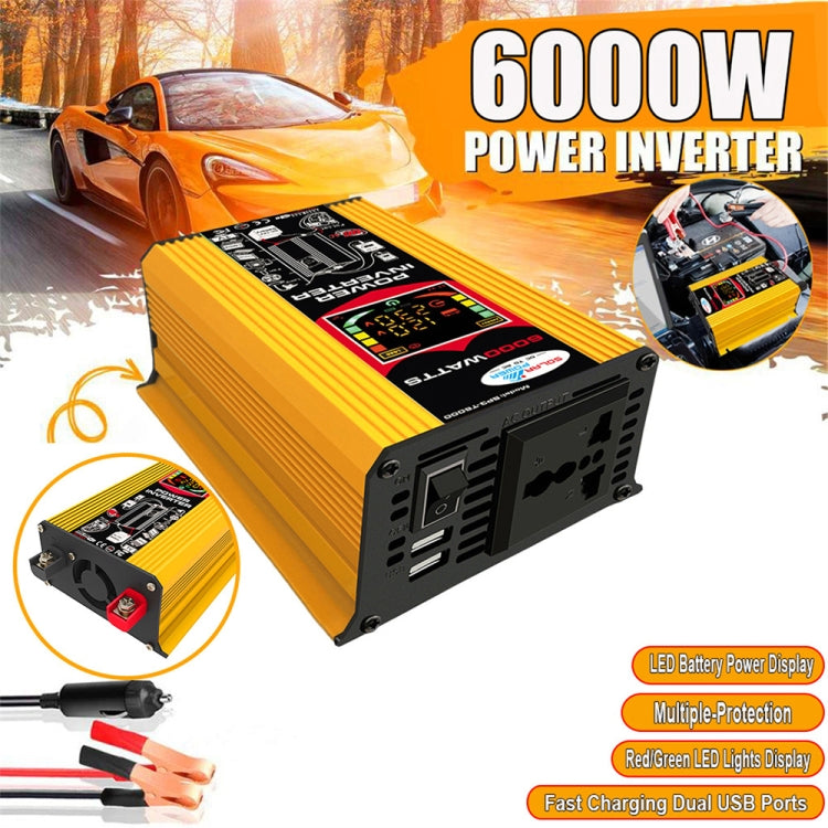 Tang III Generation 12V to 220V 6000W Modified Square Wave Car Power Inverter with LCD Display & Dual USB(Yellow) - free shipping - PMC TechLife - Order now!