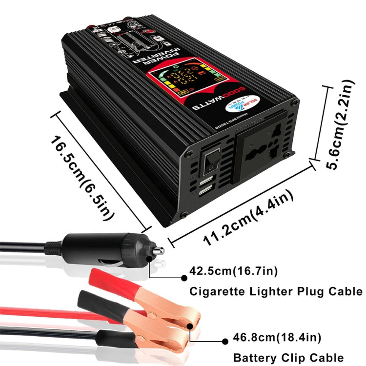 Tang III Generation 12V to 110V 6000W Modified Square Wave Car Power Inverter with LCD Display & Dual USB(Black) - Modified Square Wave by PMC TechLife | Online Shopping South Africa | PMC TechLife | Buy Now Pay Later Mobicred