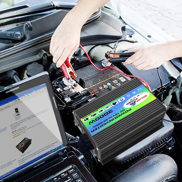 Tang I Generation 12V to 220V 3000W Modified Square Wave Intelligent Car Power Inverter with Dual USB(Black) - free shipping - PMC TechLife - Order now!
