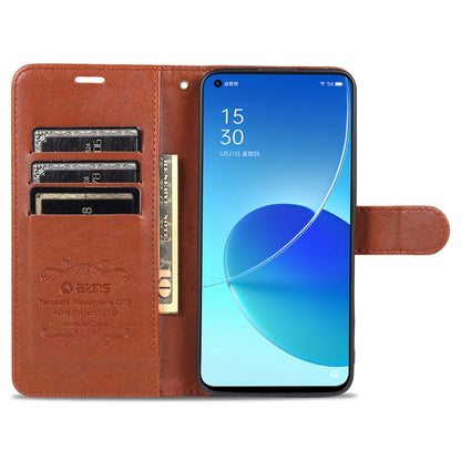 For OPPO Reno6 / Reno6 Pro 5G AZNS Sheepskin Texture Horizontal Flip Leather Case with Holder & Card Slots & Wallet(Brown) - OPPO Cases by AZNS | Online Shopping South Africa | PMC Jewellery | Buy Now Pay Later Mobicred