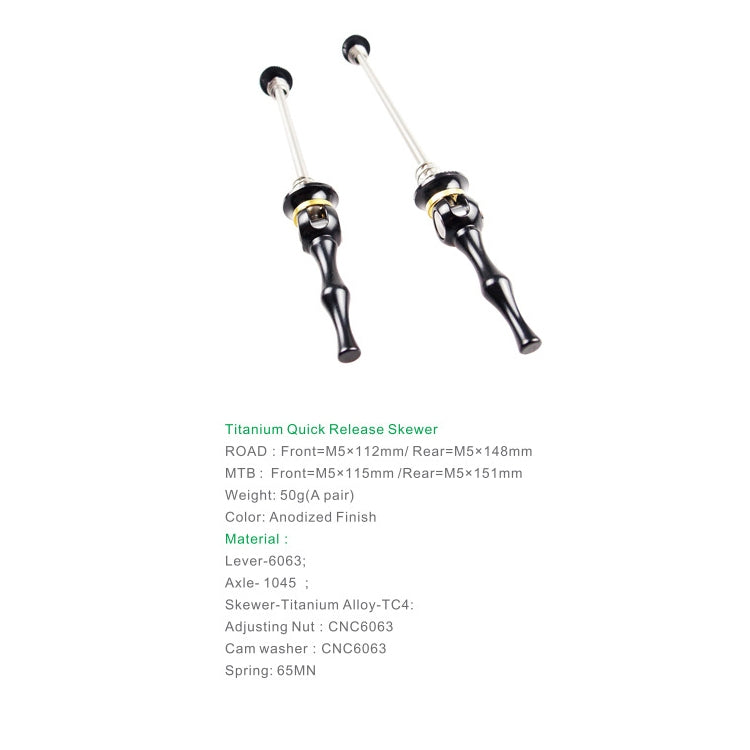 BIKERSAY Bicycle Skewers Quick Release Titanium Axle QR Wheel Hub Skewer For MTB Bicycle, Model:QR002 - free shipping - PMC TechLife - Order now!