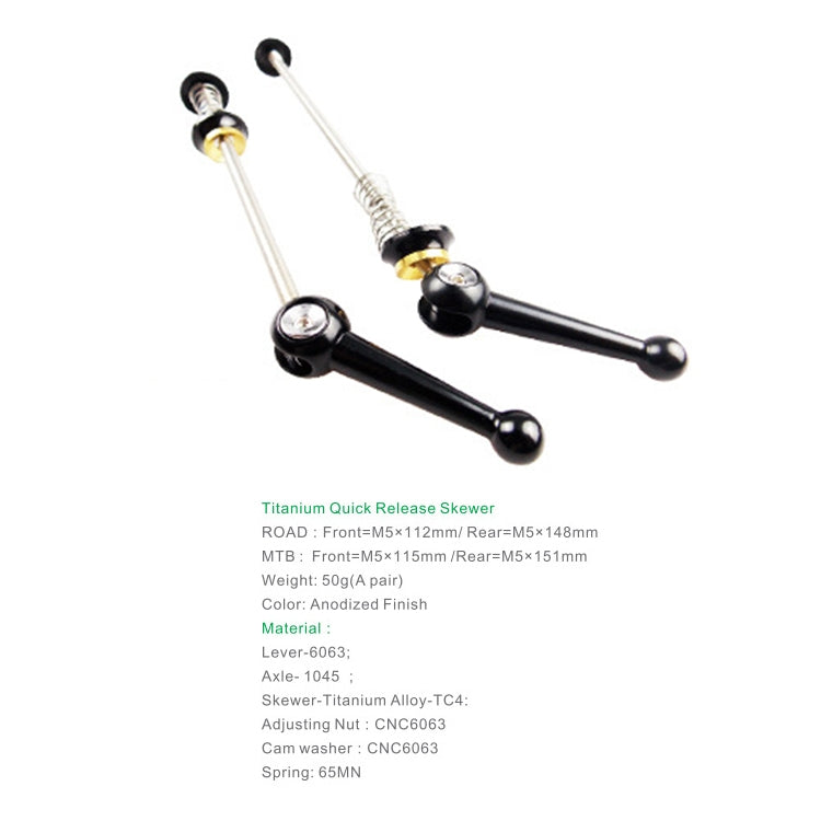 BIKERSAY Bicycle Skewers Quick Release Titanium Axle QR Wheel Hub Skewer For MTB Bicycle, Model:QR003 - free shipping - PMc TechLife - Order now!