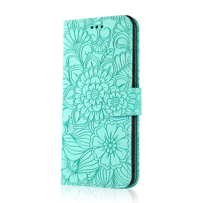 For Samsung Galaxy A32 4G Skin Feel Embossed Sunflower Horizontal Flip Leather Case with Holder & Card Slots & Wallet & Lanyard(Green) - Galaxy Phone Cases by PMC Jewellery | Online Shopping South Africa | PMC Jewellery