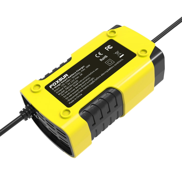 FOXSUR 2A / 6V / 12V Car / Motorcycle 3-stage Full Smart Battery Charger, Plug Type:US Plug(Yellow) - Battery Charger by FOXSUR | Online Shopping South Africa | PMC Jewellery | Buy Now Pay Later Mobicred