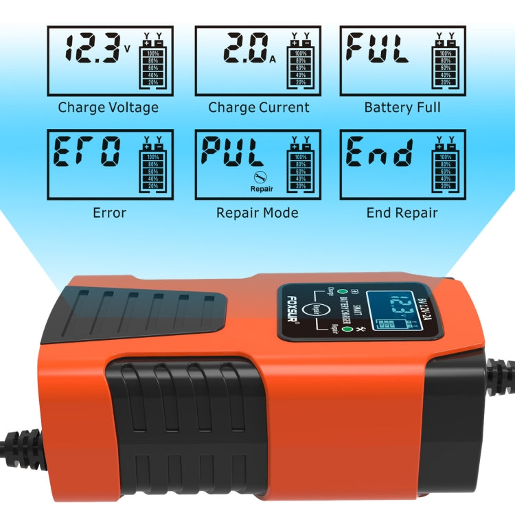 FOXSUR 2A / 6V / 12V Car / Motorcycle 3-stage Full Smart Battery Charger, Plug Type:UK Plug(Red) - Battery Charger by FOXSUR | Online Shopping South Africa | PMC Jewellery | Buy Now Pay Later Mobicred