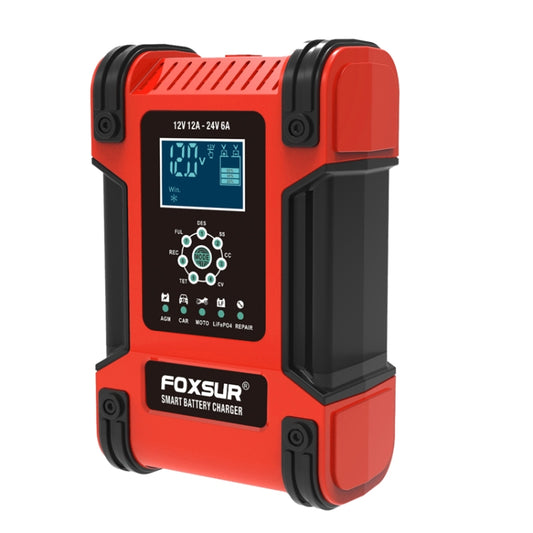 FOXSUR 12A / 12V / 24V Car / Motorcycle 7-stage Lead-acid Battery AGM Charger, Plug Type:JP Plug(Red) - Battery Charger by FOXSUR | Online Shopping South Africa | PMC Jewellery | Buy Now Pay Later Mobicred
