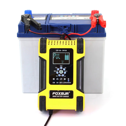 FOXSUR 12A / 12V / 24V Car / Motorcycle 7-stage Lead-acid Battery AGM Charger, Plug Type:JP Plug(Yellow) - Battery Charger by FOXSUR | Online Shopping South Africa | PMC Jewellery | Buy Now Pay Later Mobicred