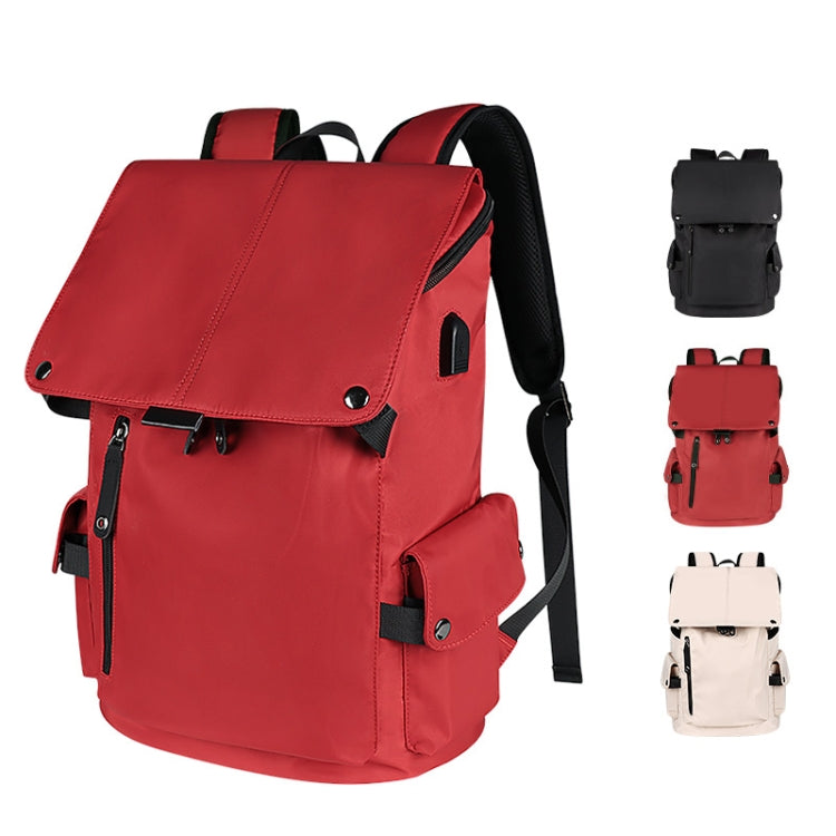 SJ02 13-15.6 inch Universal Large-capacity Laptop Backpack with USB Charging Port(Wine Red) - Backpack by PMC Jewellery | Online Shopping South Africa | PMC Jewellery | Buy Now Pay Later Mobicred