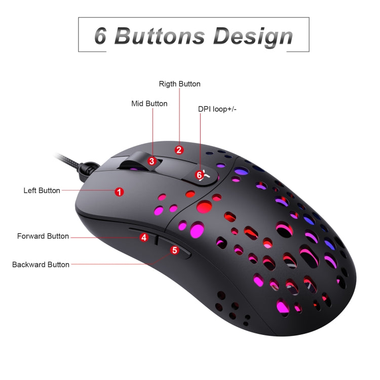 HXSJ A904 RGB Light Macro Programming Mechanical Gaming Wired Mouse(Black) - Wired Mice by HXSJ | Online Shopping South Africa | PMC Jewellery | Buy Now Pay Later Mobicred