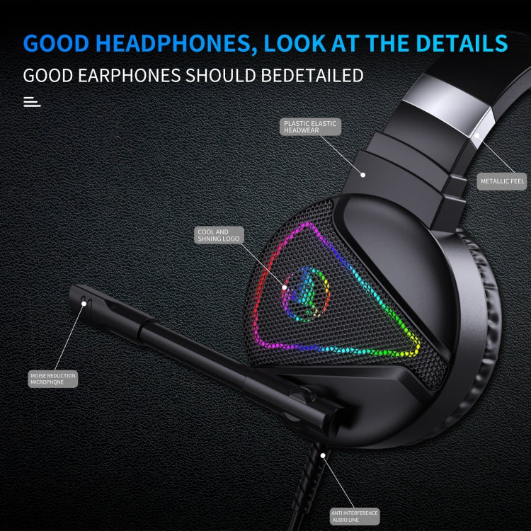 HXSJ F16 3.5mm + USB Port RGB Light Stereo Gaming Headset with Microphone(Black) - Multimedia Headset by HXSJ | Online Shopping South Africa | PMC Jewellery | Buy Now Pay Later Mobicred