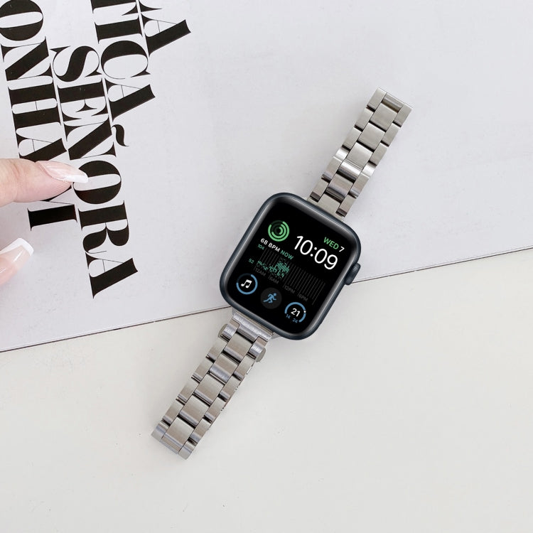 Three-beads Steel Watch Band For Apple Watch Series 9&8&7 41mm / SE 3&SE 2&6&SE&5&4 40mm / 3&2&1 38mm (Silver+Rose Gold) - free shipping - PMC TechLife - Order now!