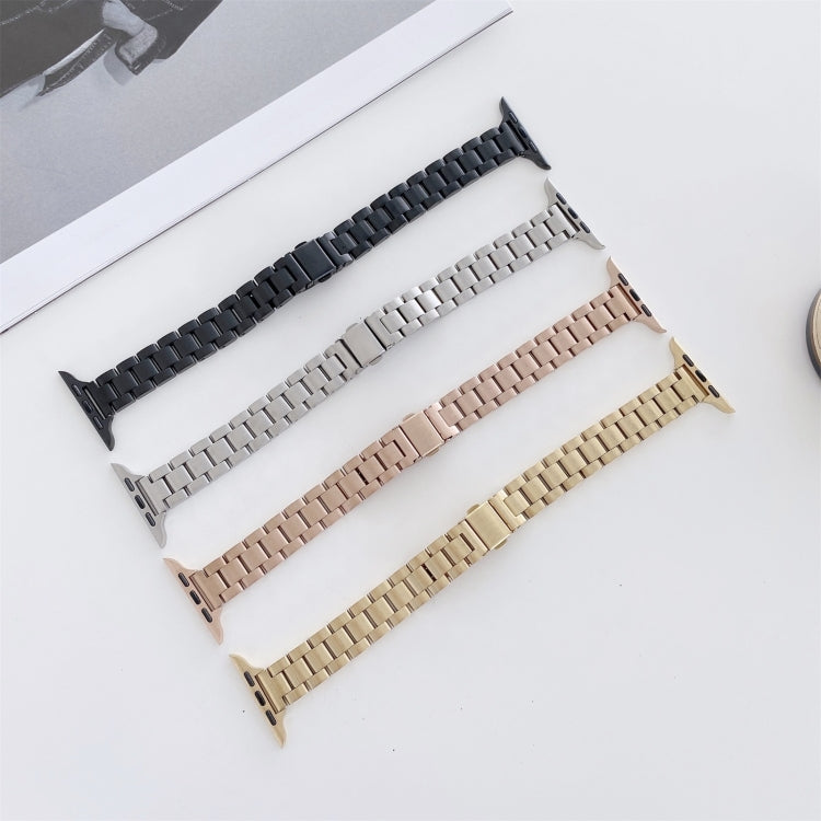 Three-beads Steel Watch Band For Apple Watch Series 9&8&7 41mm / SE 3&SE 2&6&SE&5&4 40mm / 3&2&1 38mm (Silver+Rose Gold) - free shipping - PMC TechLife - Order now!