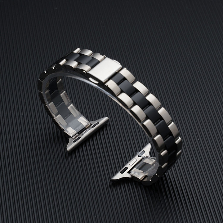 Three-beads Steel Watch Band For Apple Watch Ultra 49mm&Watch Ultra 2 49mm / Series 9&8&7 45mm / SE 3&SE 2&6&SE&5&4 44mm / 3&2&1 42mm (Silver Black) - Watch Bands by PMC TechLife | Online Shopping South Africa | PMC TechLife | Buy Now Pay Later Mobicred