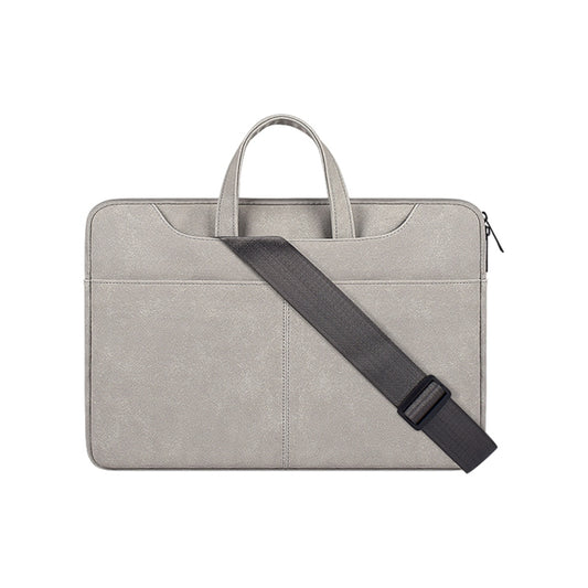 ST06SDJ Frosted PU Business Laptop Bag with Detachable Shoulder Strap, Size:14.1-15.4 inch(Light Gray) - 15 inch by PMC Jewellery | Online Shopping South Africa | PMC Jewellery | Buy Now Pay Later Mobicred