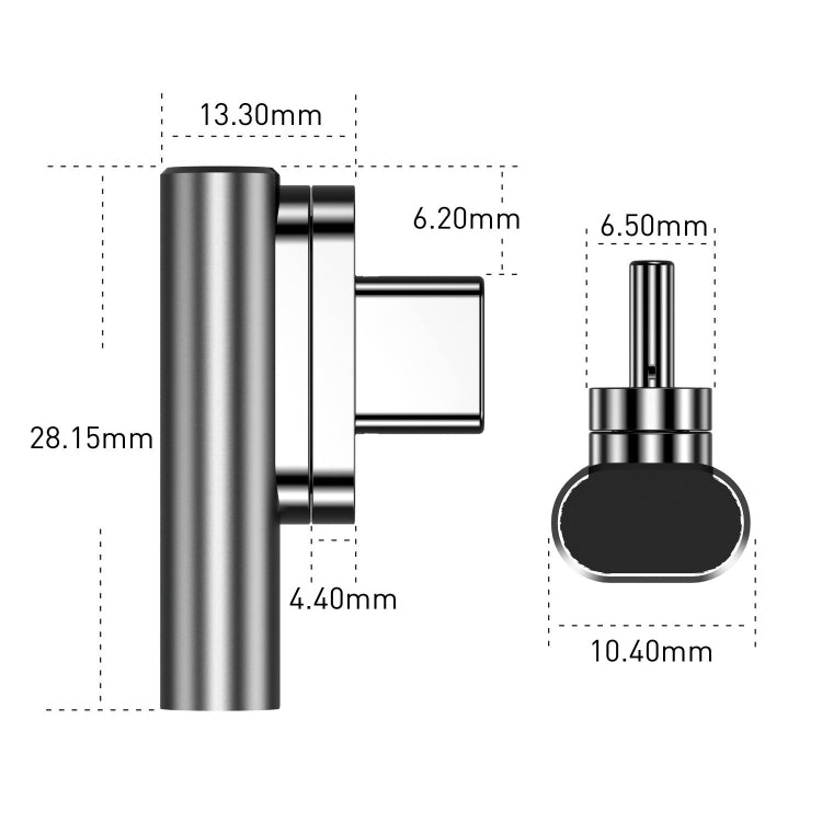 100W USB-C / Type-C Female to 20 Pin Magnetic USB-C / Type-C Male Elbow Adapter (Silver) - Cable & Adapter by PMC Jewellery | Online Shopping South Africa | PMC Jewellery | Buy Now Pay Later Mobicred