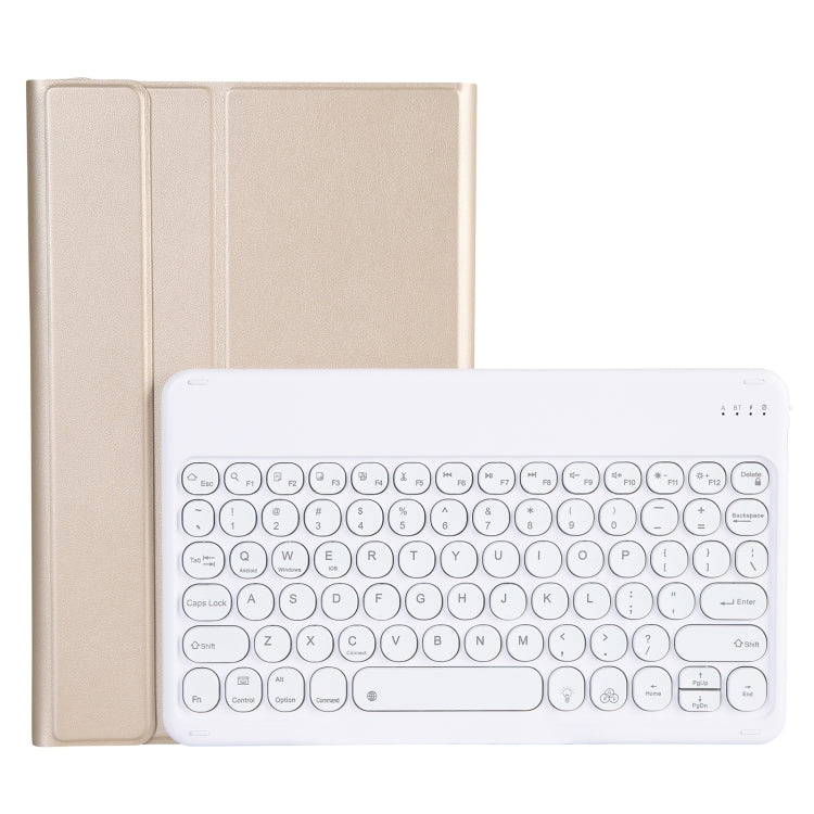 For Lenovo Pad Pro 11.5 inch 2021 TB-J716F / Tab P11 Pro 11.5 inch TB-J706F YAM13 Backlight Style Lambskin Texture Detachable Round Keycap Bluetooth Keyboard Leather Tablet Case with Holder(Gold) - Lenovo Keyboard by PMC TechLife | Online Shopping South Africa | PMC TechLife