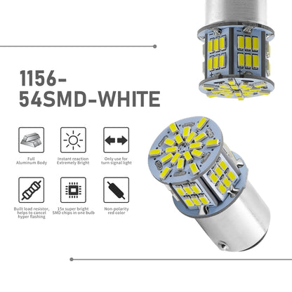 1 Pair E0052 9-14V 1156-54SMD-2835 6000K 1080LM White Light Car Decoding Turn Signal Reversing Light - Arrow Turn Lights by PMC Jewellery | Online Shopping South Africa | PMC Jewellery