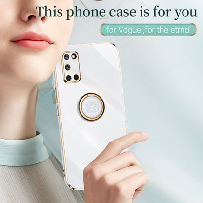 For OPPO A52 XINLI Straight 6D Plating Gold Edge TPU Shockproof Case with Ring Holder(Mint Green) - OPPO Cases by XINLI | Online Shopping South Africa | PMC Jewellery | Buy Now Pay Later Mobicred