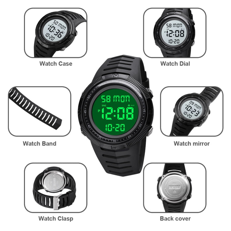 SKMEI 1632 Dual Time Display Luminous Electronic Watch, Support Alarm Clock(Black) - free shipping - PMC TechLife - Order now!