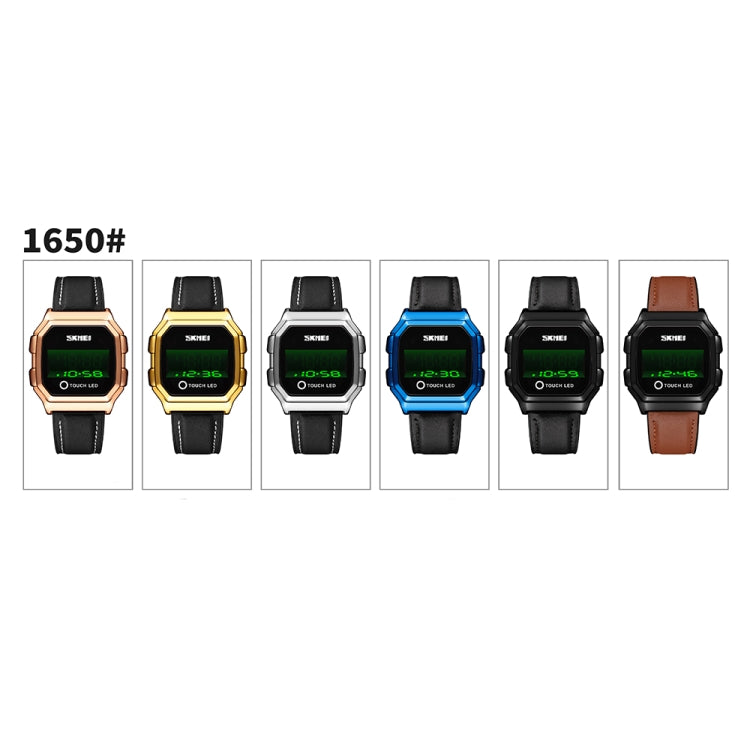 SKMEI 1650 Leather Strap Version LED Digital Display Electronic Watch with Touch Luminous Button(Silver) - free shipping - PMC TechLife - Order now!
