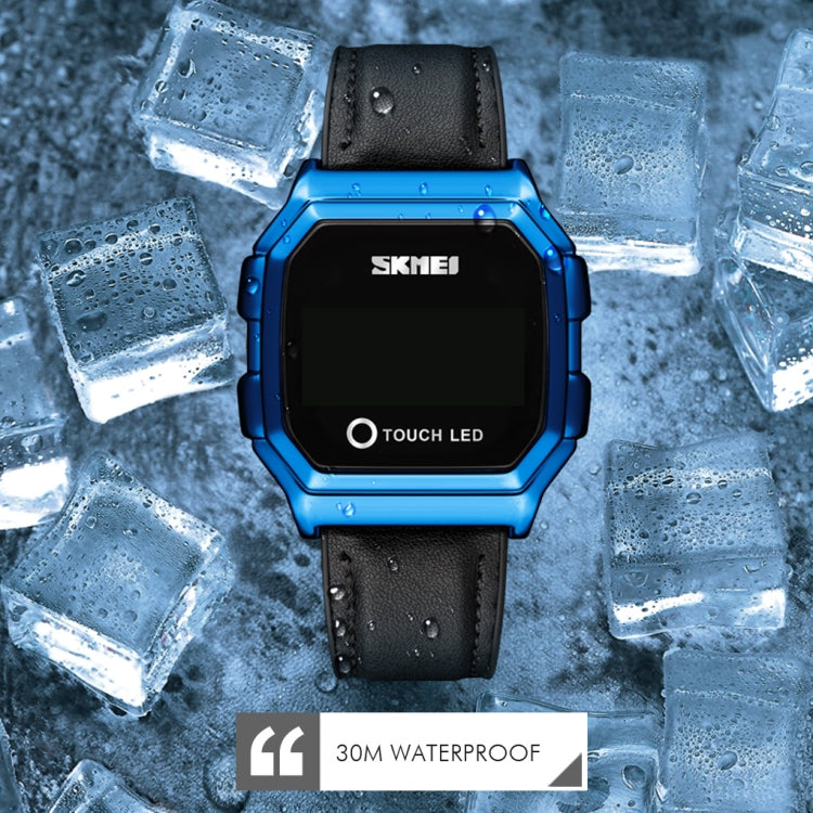 SKMEI 1650 Leather Strap Version LED Digital Display Electronic Watch with Touch Luminous Button(Blue) - free shipping - PMC TechLife - Order now!