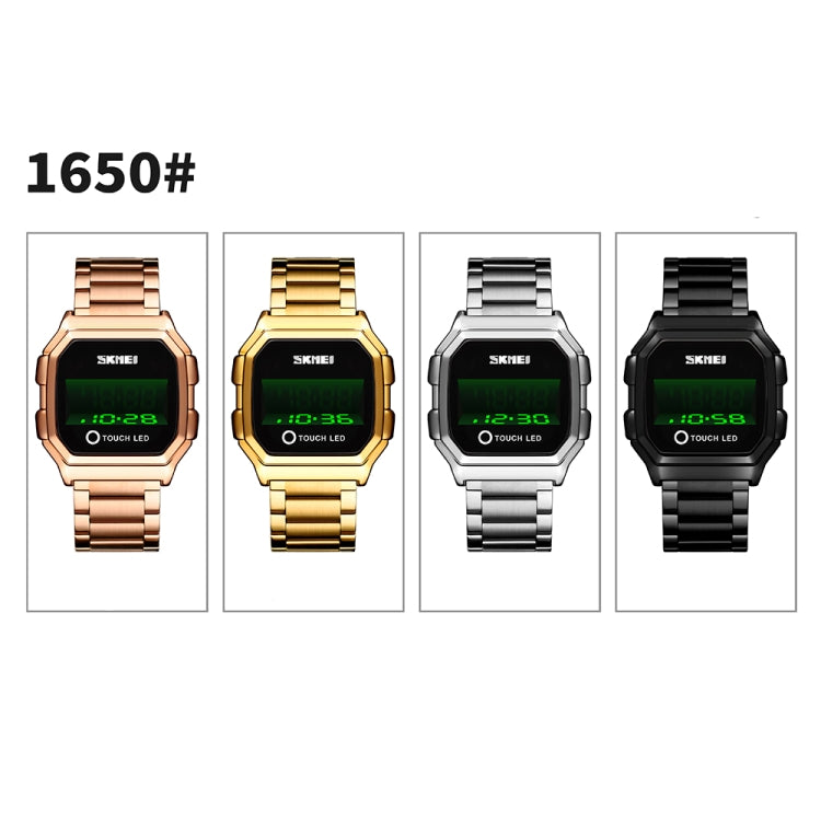 SKMEI 1650 Steel Strap Version LED Digital Display Electronic Watch with Touch Luminous Button(Black) - free shipping - PMC TechLife - Order now!