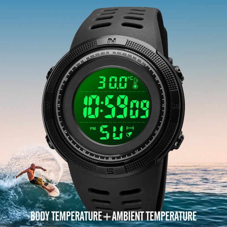 SKMEI 1681 Multifunctional LED Digital Display Luminous Electronic Watch, Support Body / Ambient Temperature Measurement(Blue White) - free shipping - PMC TechLife - Order now!