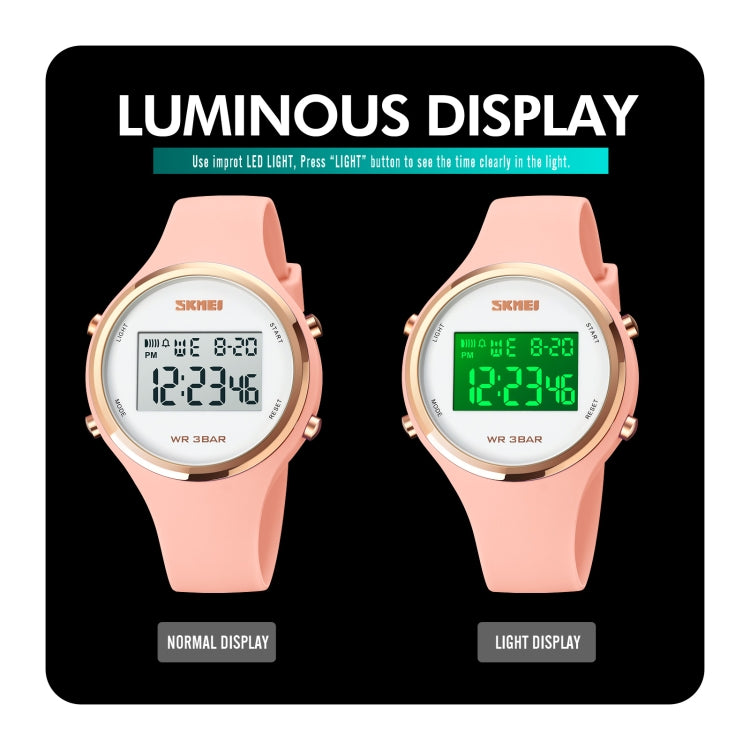 SKMEI 1720 Round Dial LED Digital Display Luminous Silicone Strap Electronic Watch(Light Green) - free shipping - PMC TechLife - Order now!