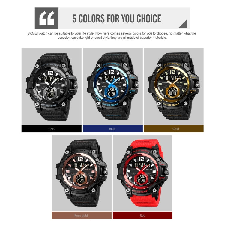 SKMEI 1725 Three Time LED Digital Display Timing Luminous Electronic Watch(Gold) - free shipping - PMC TechLife - Order now!