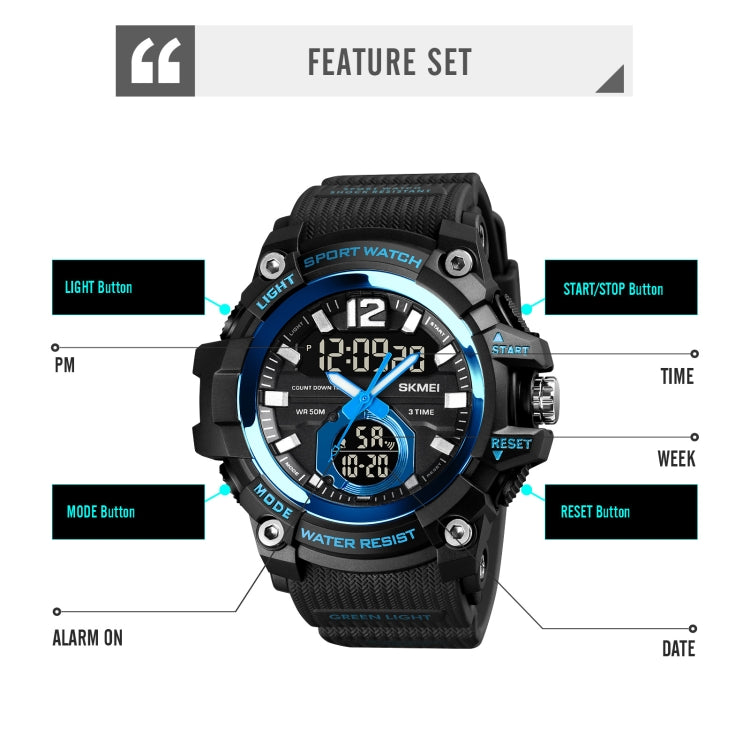 SKMEI 1725 Three Time LED Digital Display Timing Luminous Electronic Watch(Red) - free shipping - PMC TechLife - Order now!